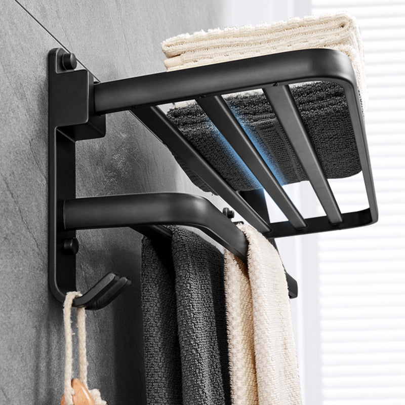 Avtoit | Matt Black 5-piece Modern Bathroom Accessory Set with Shelf/Tower Bar & Paper Holder