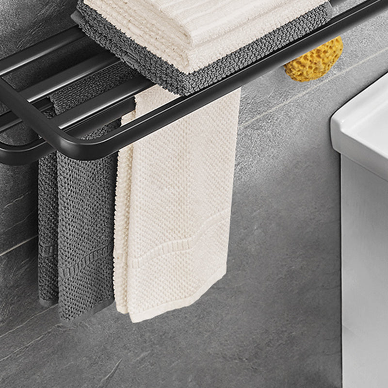 Avtoit | Matt Black 5-piece Modern Bathroom Accessory Set with Shelf/Tower Bar & Paper Holder