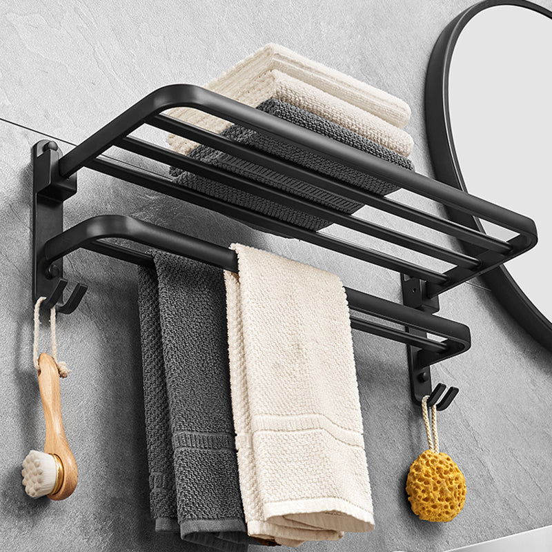 Avtoit | Matt Black 5-piece Modern Bathroom Accessory Set with Shelf/Tower Bar & Paper Holder