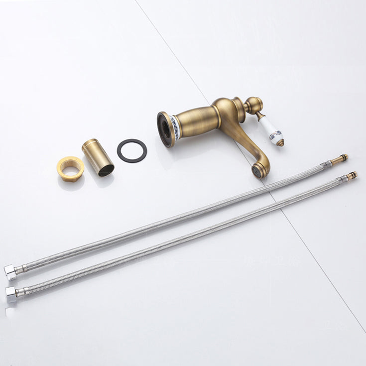 Avtoit | Low arch country vessel faucet single lever brass faucet for bathroom