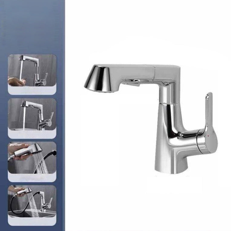 Avtoit | Modern Vessel Sink Faucet Copper Single Handle Pull Down Low Arc Vessel Faucet