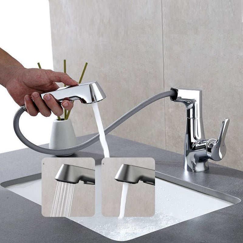 Avtoit | Modern Vessel Sink Faucet Copper Single Handle Pull Down Low Arc Vessel Faucet