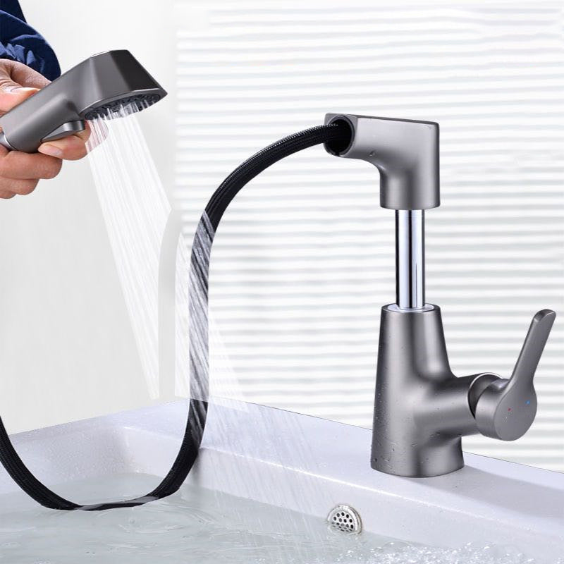 Avtoit | Modern Vessel Sink Faucet Copper Single Handle Pull Down Low Arc Vessel Faucet