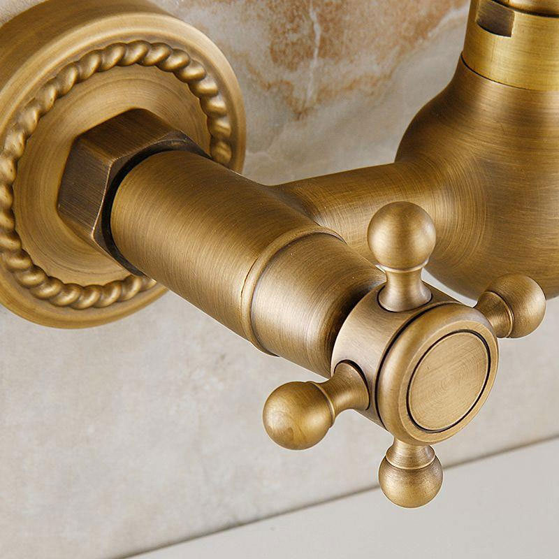 Avtoit | Vintage Bathtub Faucet with Two Cross Handles Made of Pure Copper Wall-Mounted Fixture
