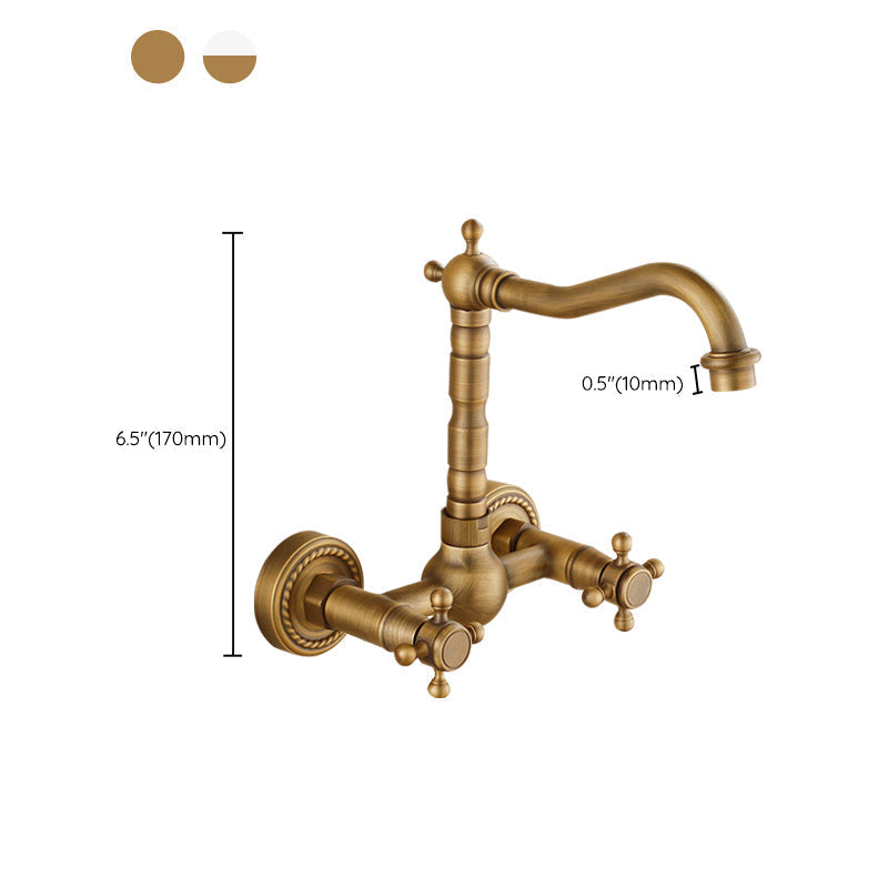Avtoit | Vintage Bathtub Faucet with Two Cross Handles Made of Pure Copper Wall-Mounted Fixture