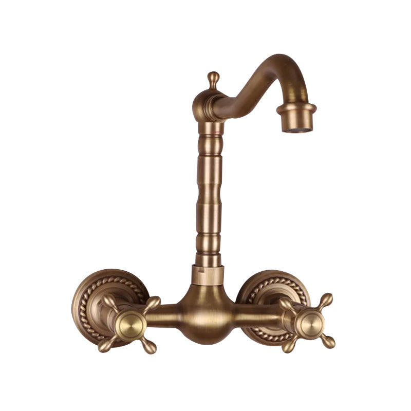 Avtoit | Vintage Bathtub Faucet Two Cross Handle Faucet Solid Copper Wall Mounted Faucet
