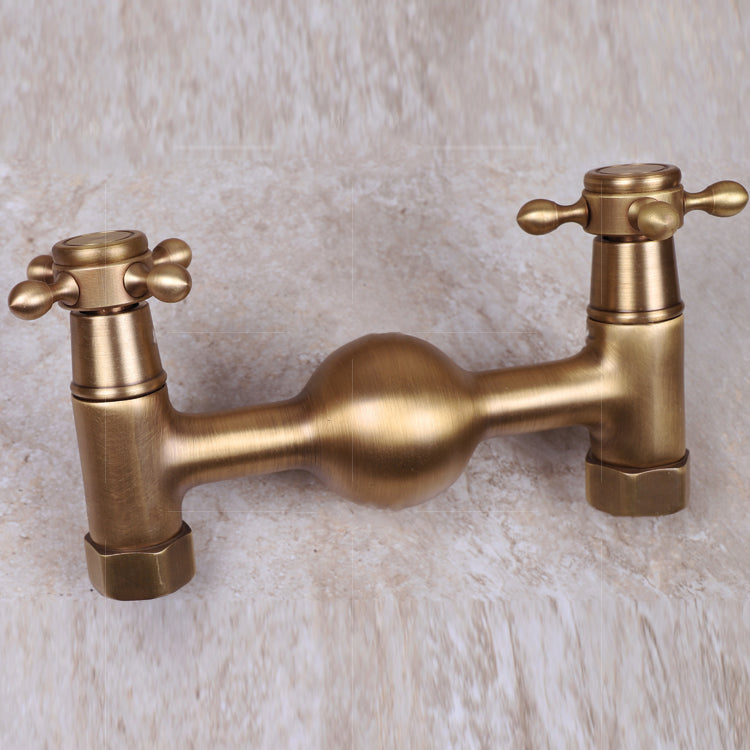 Avtoit | Vintage Bathtub Faucet Two Cross Handle Faucet Solid Copper Wall Mounted Faucet