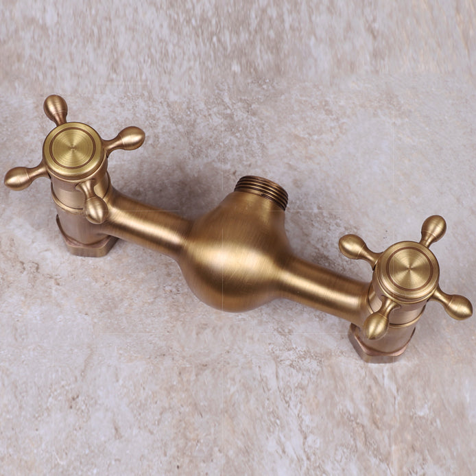 Avtoit | Vintage Bathtub Faucet Two Cross Handle Faucet Solid Copper Wall Mounted Faucet