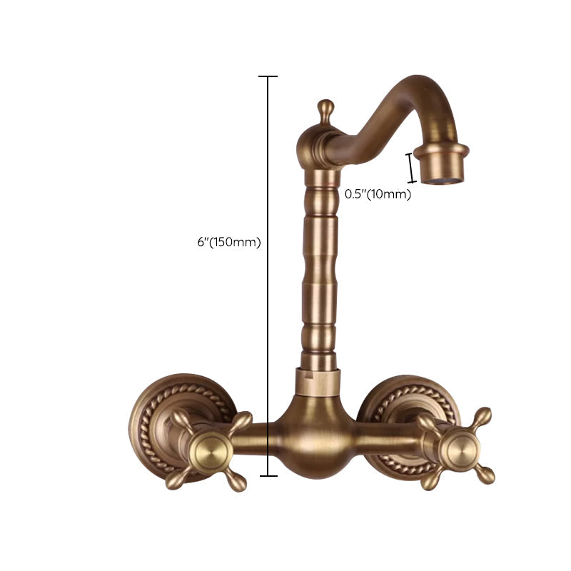 Avtoit | Vintage Bathtub Faucet Two Cross Handle Faucet Solid Copper Wall Mounted Faucet