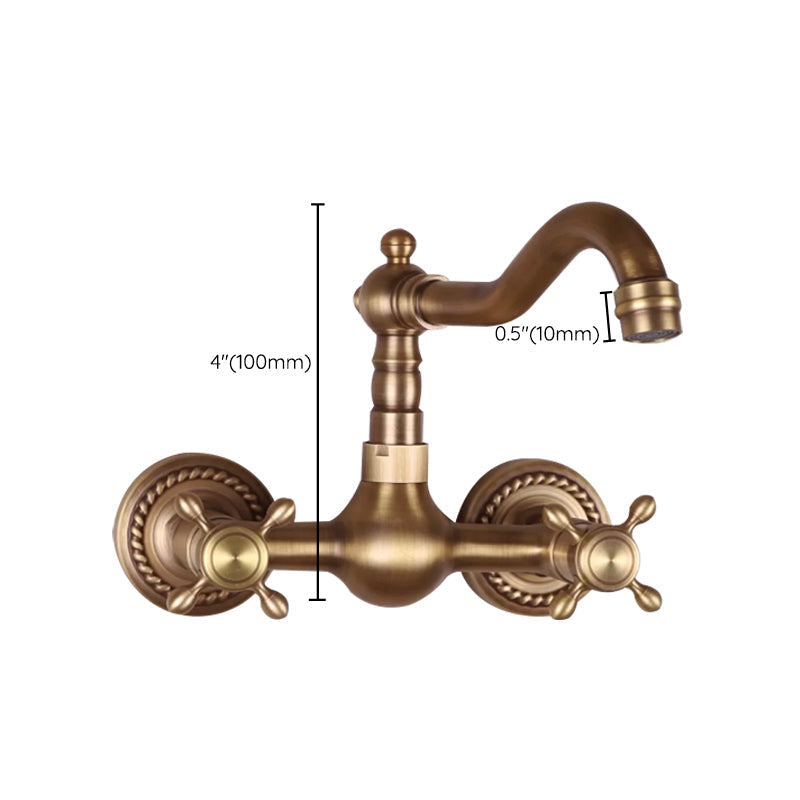 Avtoit | Vintage Bathtub Faucet Two Cross Handle Faucet Solid Copper Wall Mounted Faucet