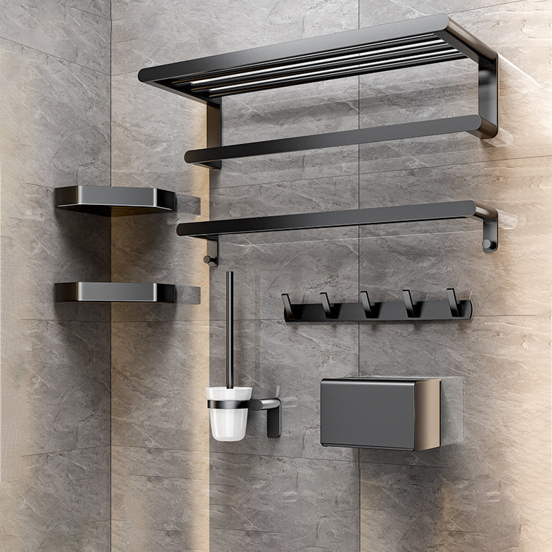 Avtoit | Modern Bathroom Set with Bath Shelf/Towel Holder & Paper Holder Black Bathroom Hardware
