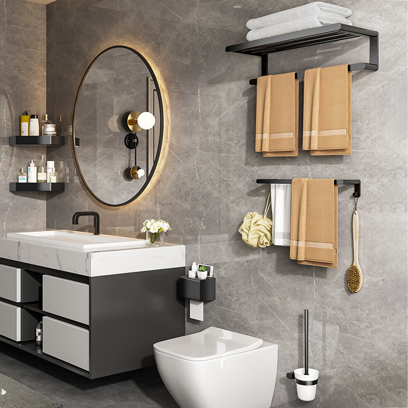Avtoit | Modern Bathroom Set with Bath Shelf/Towel Holder & Paper Holder Black Bathroom Hardware