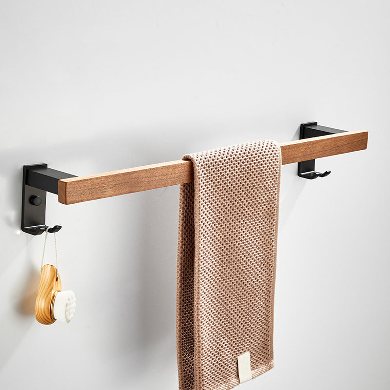Avtoit | Wood and Aluminum Bath Accessory Set Black Bathroom Accessory Kit