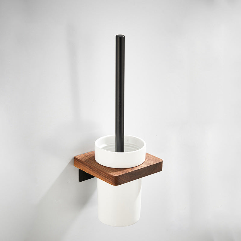 Avtoit | Wood and Aluminum Bath Accessory Set Black Bathroom Accessory Kit