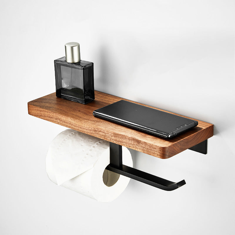 Avtoit | Wood and Aluminum Bath Accessory Set Black Bathroom Accessory Kit