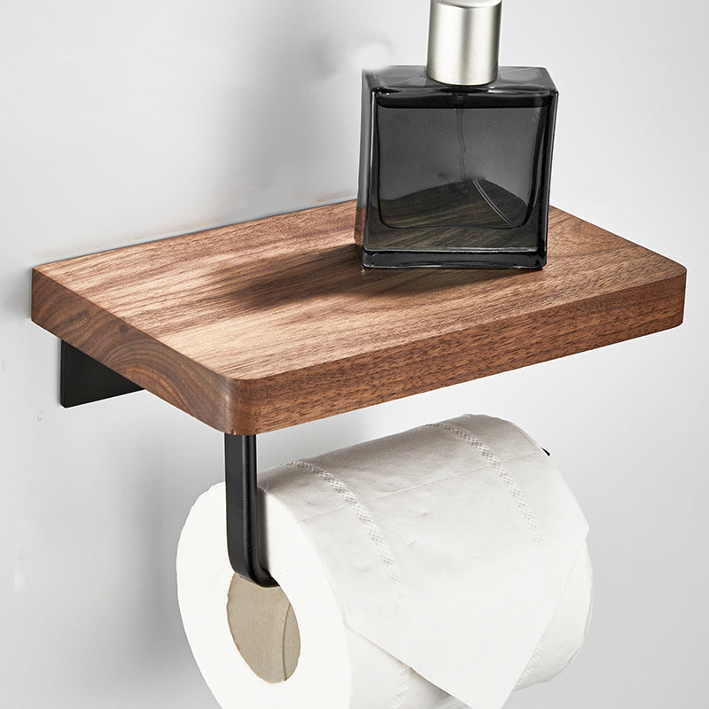 Avtoit | Wood and Aluminum Bath Accessory Set Black Bathroom Accessory Kit