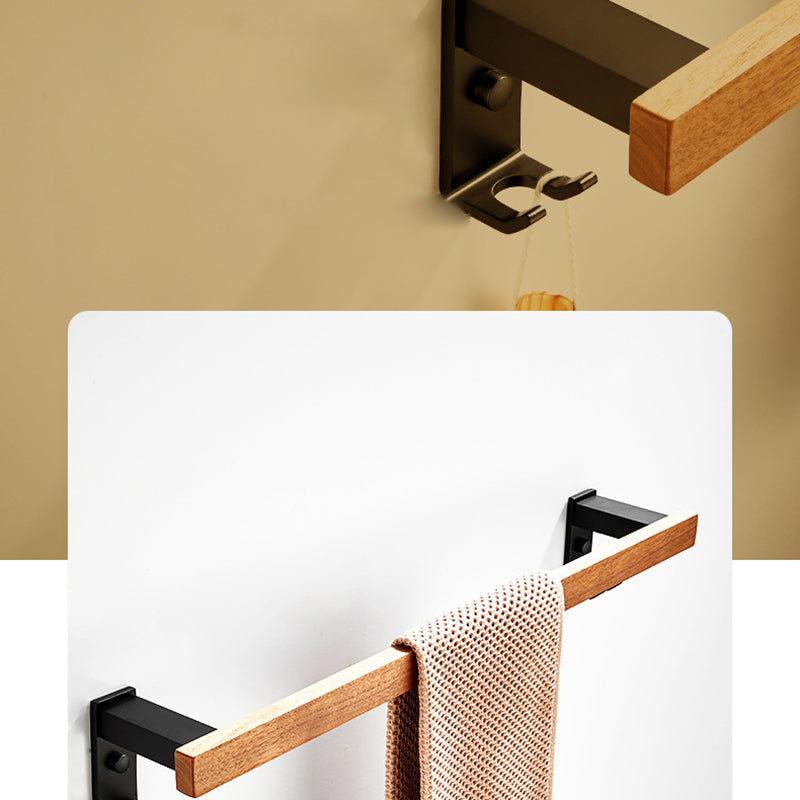 Avtoit | Wood and Aluminum Bath Accessory Set Black Bathroom Accessory Kit