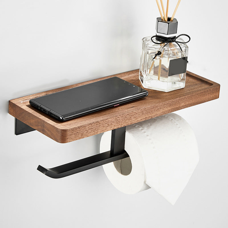 Avtoit | Wood and Aluminum Bath Accessory Set Black Bathroom Accessory Kit