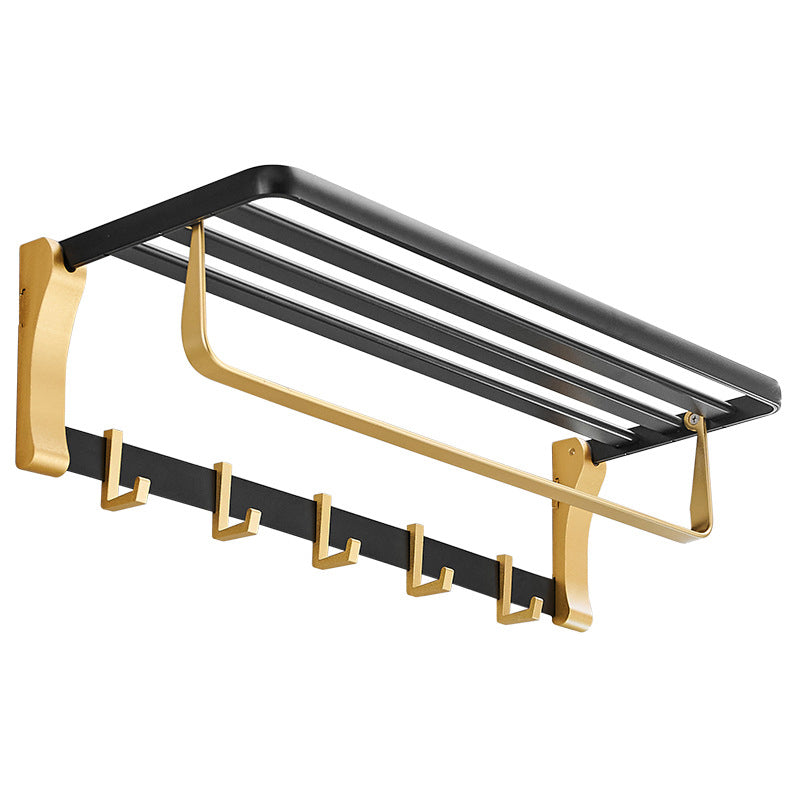 Avtoit | Contemporary Bath Accessories Set Black & Golden Bath Shelf/Towel Bar