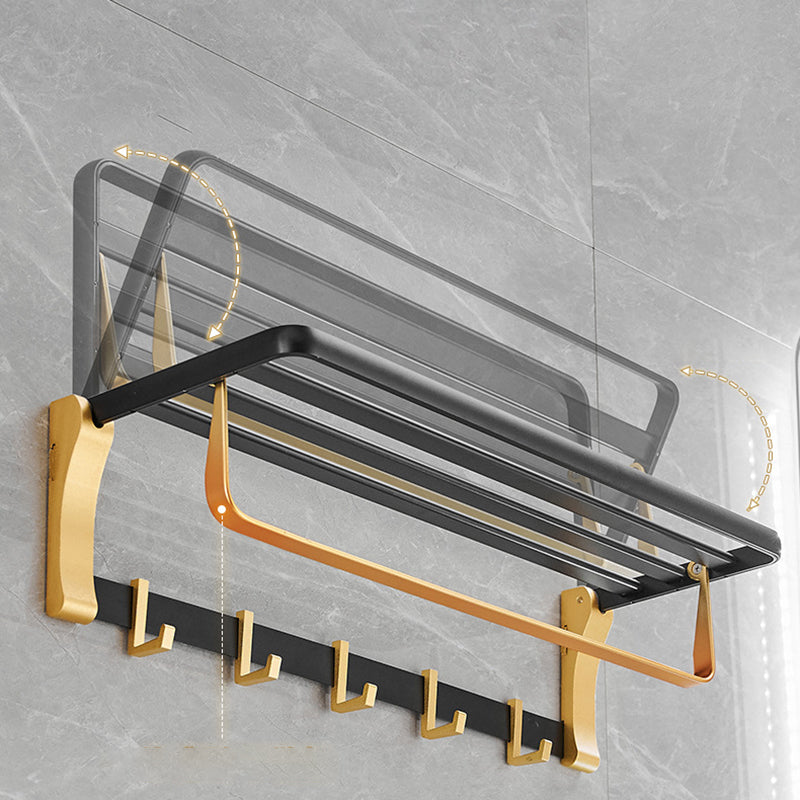 Avtoit | Contemporary Bath Accessories Set Black & Golden Bath Shelf/Towel Bar