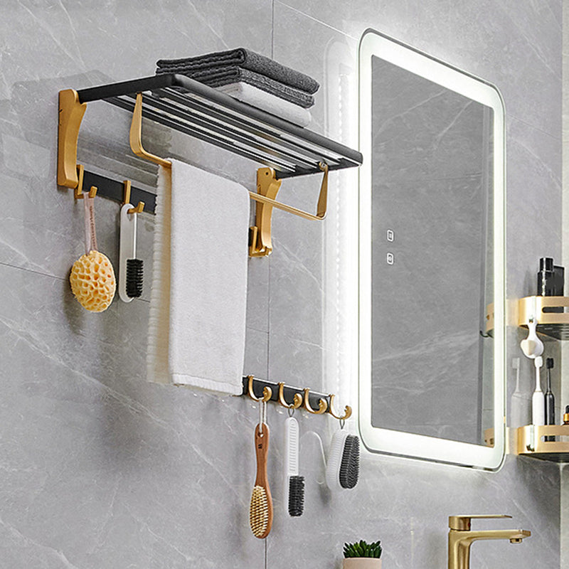 Avtoit | Contemporary Bath Accessories Set Black & Golden Bath Shelf/Towel Bar