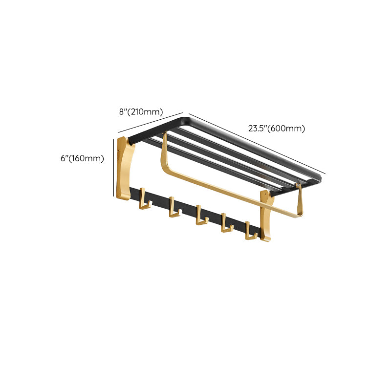 Avtoit | Contemporary Bath Accessories Set Black & Golden Bath Shelf/Towel Bar