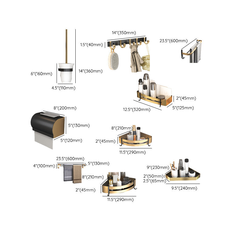 Avtoit | Black & Brass Bathroom Set Modern Style Bathroom Accessories As Individual Piece Or As Set