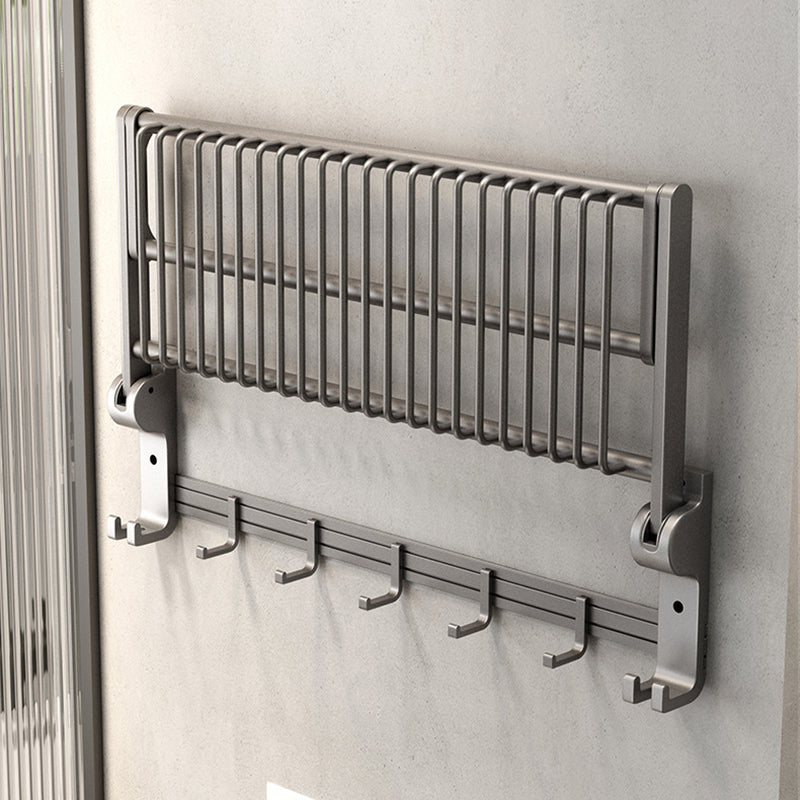 Avtoit | Gray contemporary bathroom accessory set bathroom shelf/towel holder & bathrobe hook incl.
