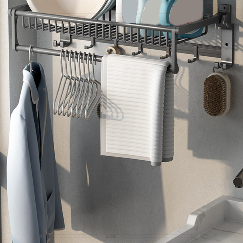 Avtoit | Gray contemporary bathroom accessory set Bathroom shelf/towel holder & bathrobe hook incl.