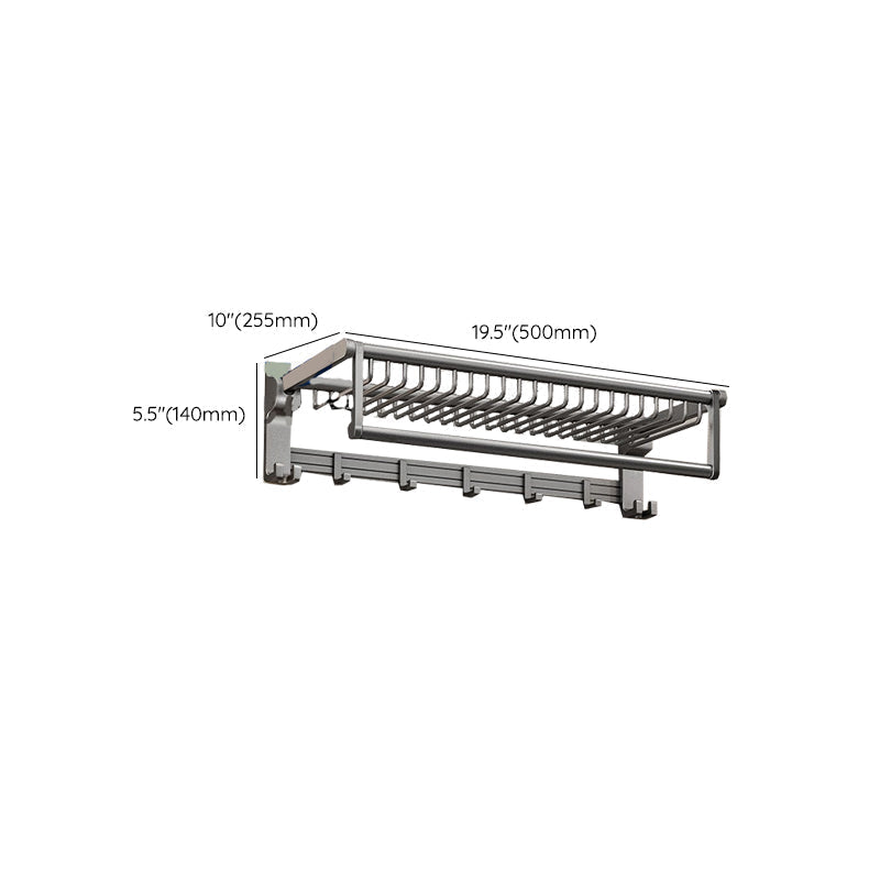 Avtoit | Gray contemporary bathroom accessory set Bathroom shelf/towel holder & bathrobe hook incl.