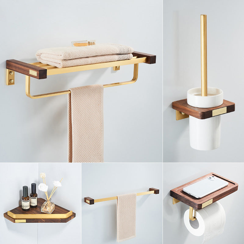 Avtoit | Wood and Aluminum Bath Hardware Set Golden Bathroom Accessory Set