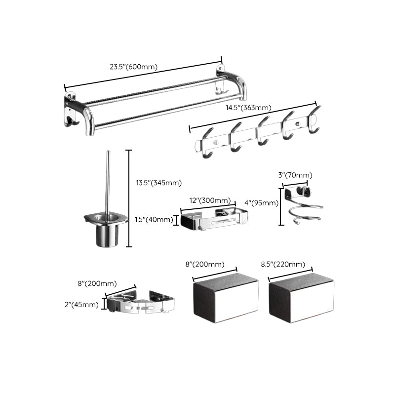 Avtoit | Modern Stainless Steel Bathroom Set Silver Bathroom Accessory Set