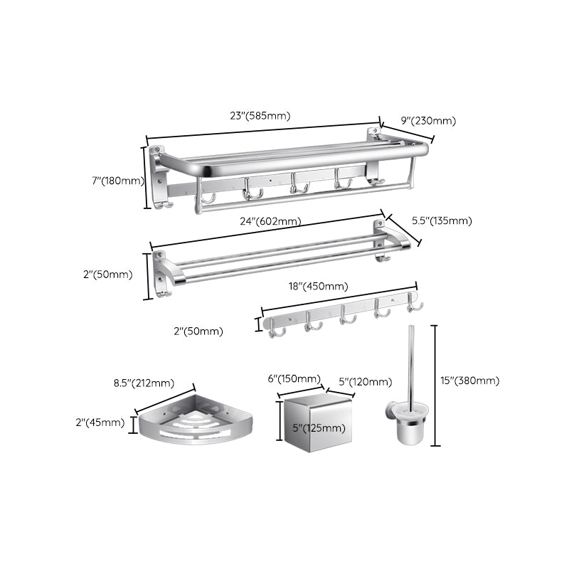 Avtoit | Modern Silver Bathroom Fixtures Set Metal Bathroom Accessories Kit