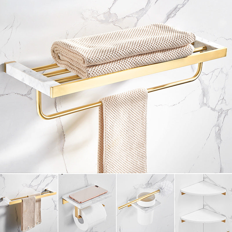 Avtoit | Marble & Brass Bathroom Accessories Set Golden Bathroom Accessories Kit