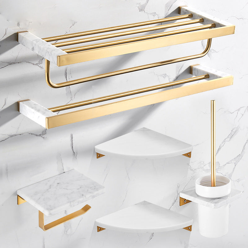 Avtoit | Marble & Brass Bathroom Accessories Set Golden Bathroom Accessories Kit