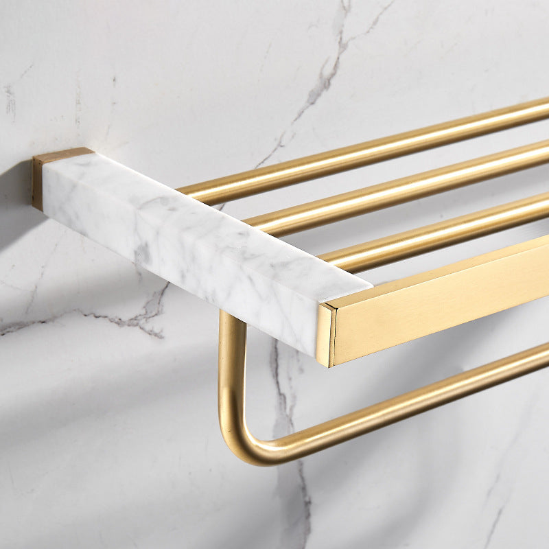 Avtoit | Marble & Brass Bathroom Accessories Set Golden Bathroom Accessories Kit