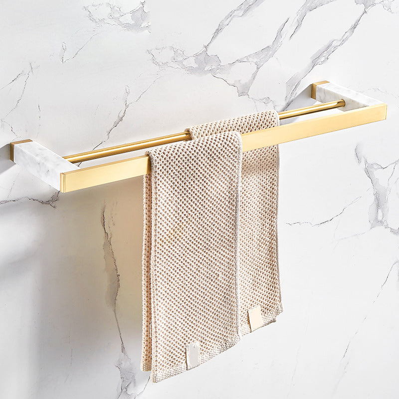 Avtoit | Marble & Brass Bathroom Accessories Set Golden Bathroom Accessories Kit