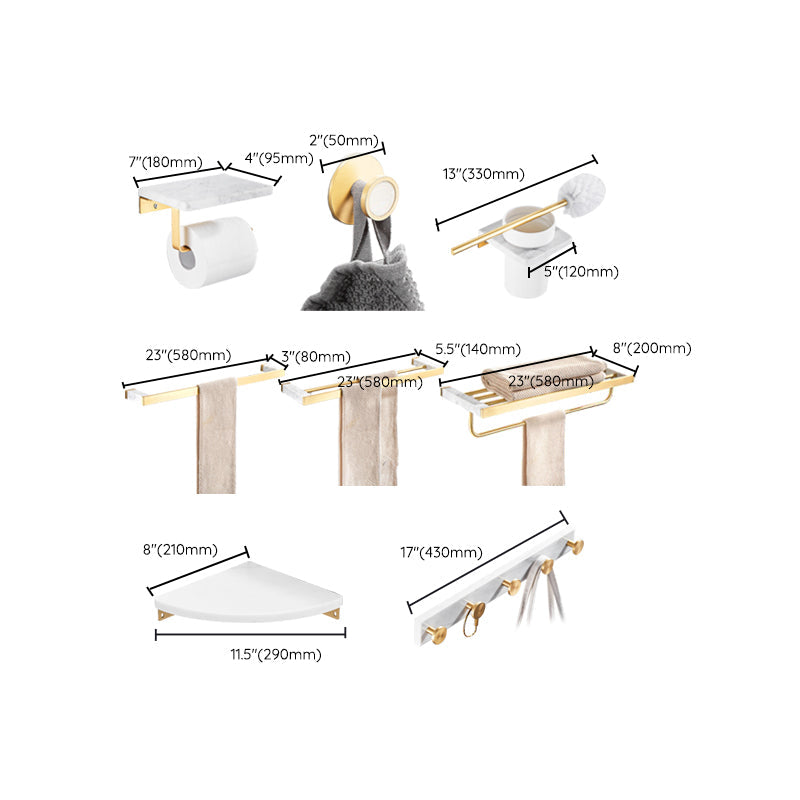 Avtoit | Marble & Brass Bathroom Accessories Set Golden Bathroom Accessories Kit