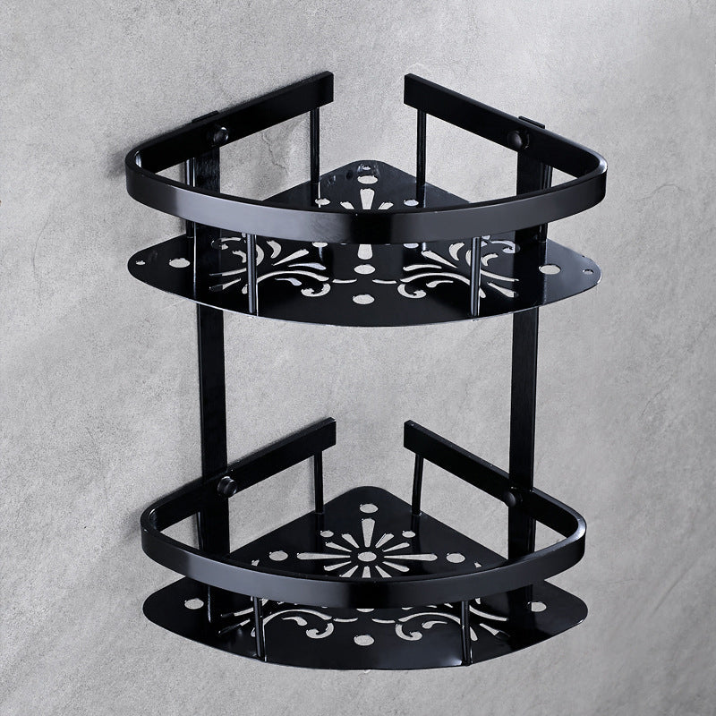 Avtoit | Contemporary 8-piece Bathroom Accessory Set Matte Black Bathroom Shelf/Paper Holder/Towel Hook