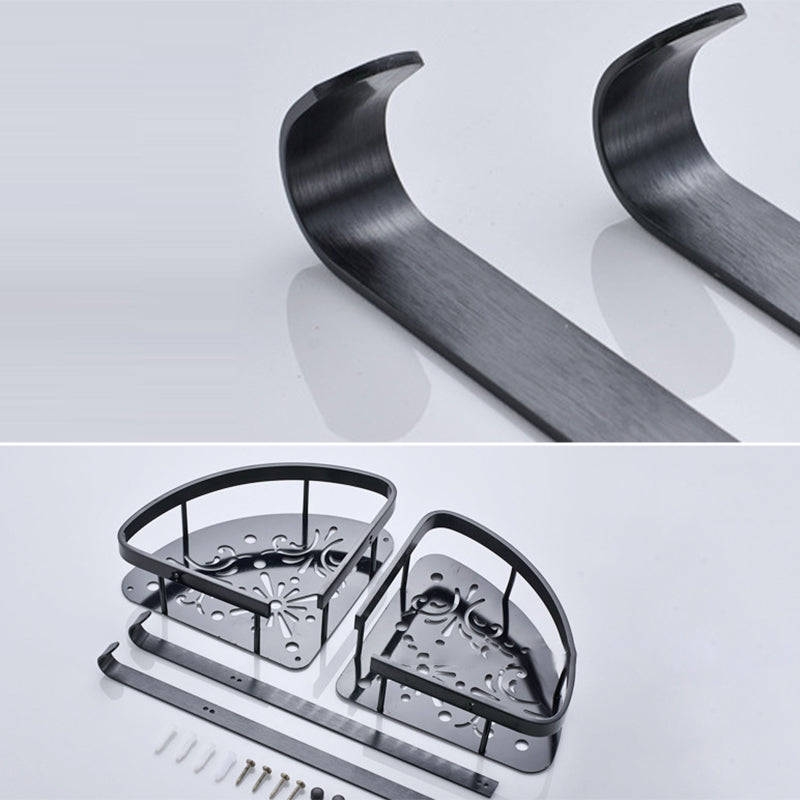 Avtoit | Contemporary 8-piece Bathroom Accessory Set Matte Black Bathroom Shelf/Paper Holder/Towel Hook