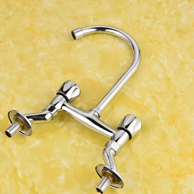 Avtoit | Contemporary Widespread Sink Faucet Knob Handle Goose Neck Arc Solid Brass Faucet