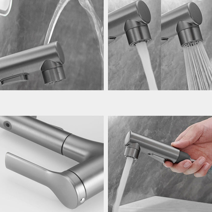 Avtoit | Contemporary Vessel Faucet Copper Single Handle Low Arc Pull Down Vessel Faucet for Home