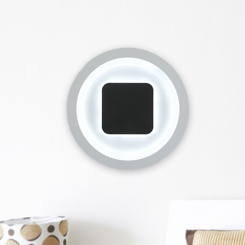 Avtoit | Square and Round Wall Lights Modernism Metal LED Bedroom Wall Sconce in Black and White