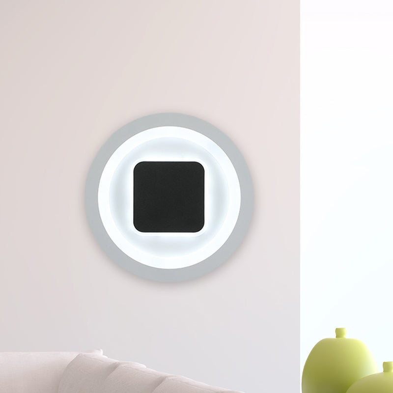Avtoit | Square and Round Wall Lights Modernism Metal LED Bedroom Wall Sconce in Black and White