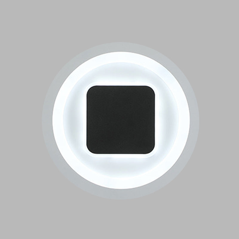 Avtoit | Square and Round Wall Lights Modernism Metal LED Bedroom Wall Sconce in Black and White