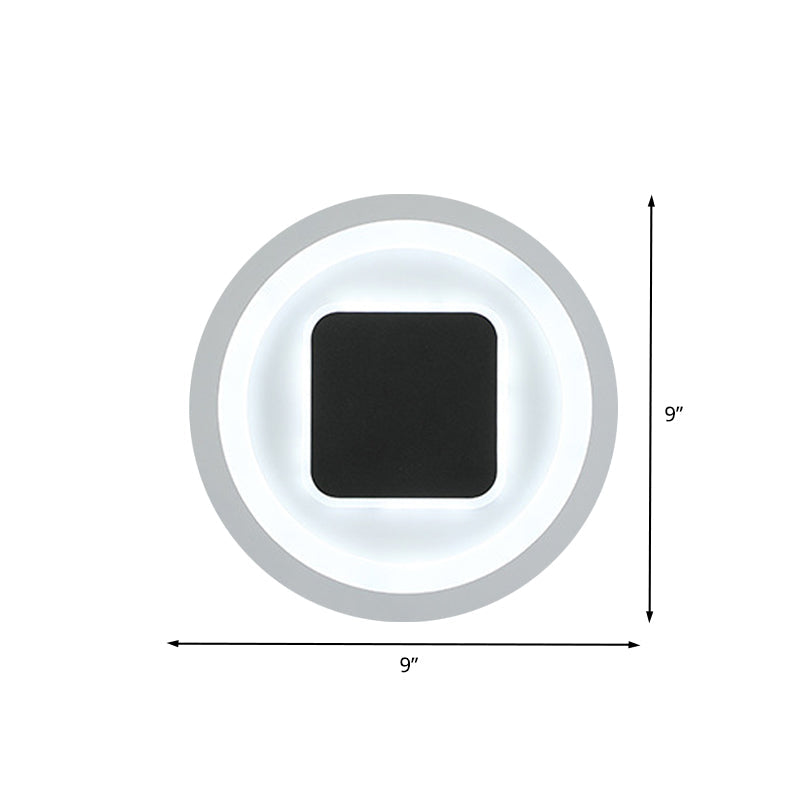 Avtoit | Square and Round Wall Lights Modernism Metal LED Bedroom Wall Sconce in Black and White