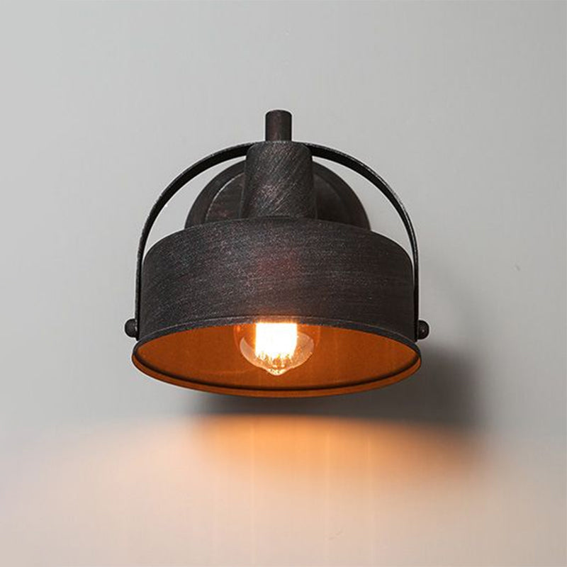 Avtoit | Metal Antique Black Wall Lights Drum/Trumpet Shade 1-Light Retro Rustic Wall Lamp Fixture