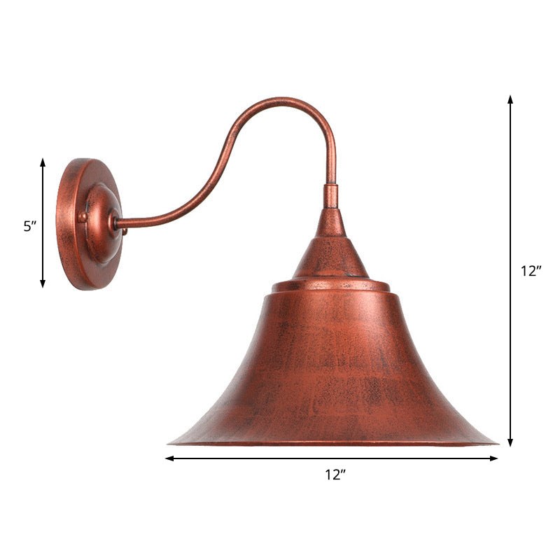 Avtoit | Metal Black/Rust Sconces Light Cone Shade 1-Light Industrial Wall Mounted Lighting with Gooseneck