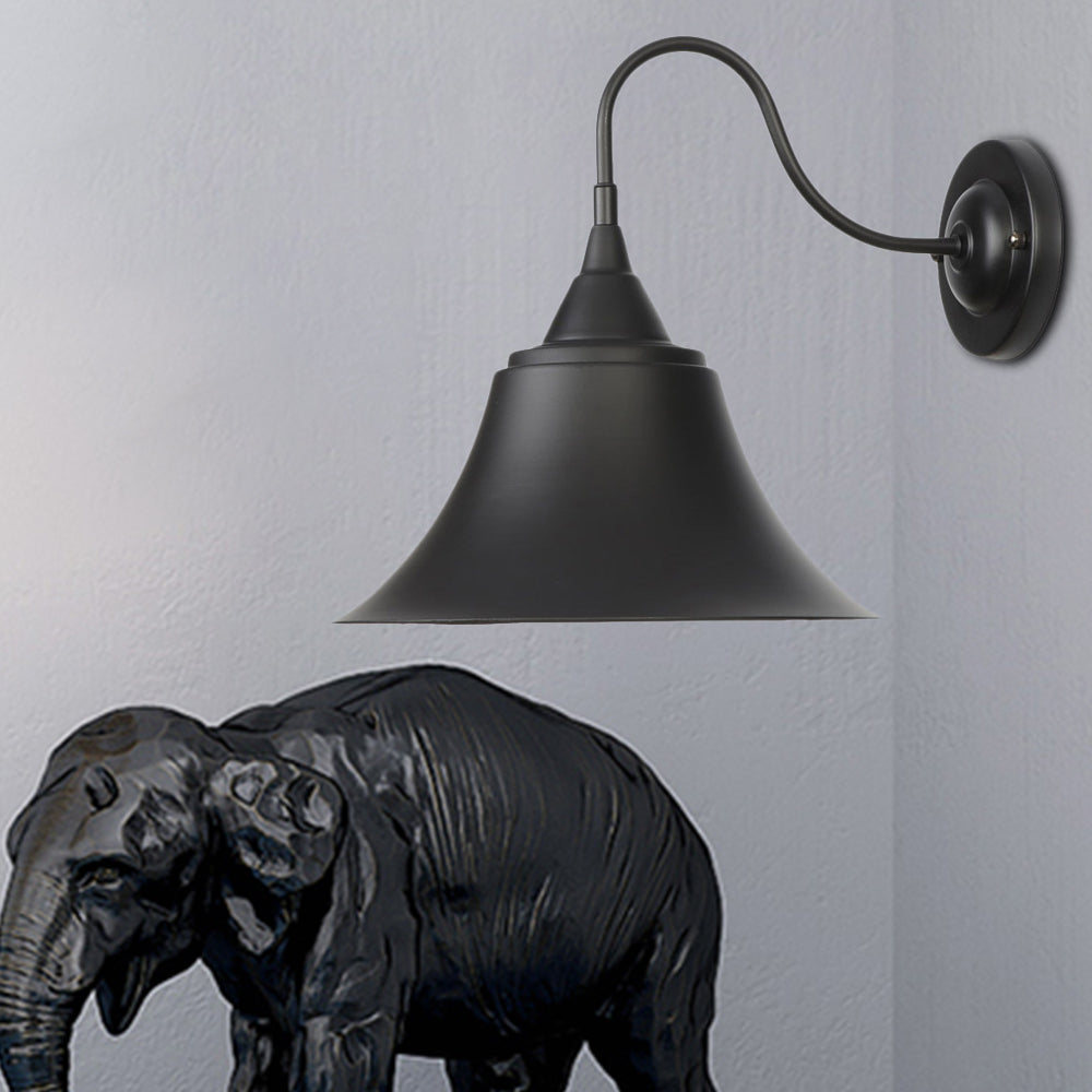 Avtoit | Metal Black/Rust Sconces Light Cone Shade 1-Light Industrial Wall Mounted Lighting with Gooseneck