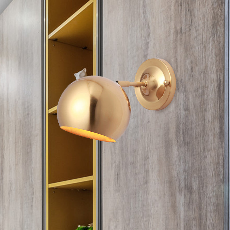 Avtoit | Brass 1 Lightbulb Wall Lamp Sconces Loft Style Metal Globe Shade Wall Mounted Lamp for Dining Room